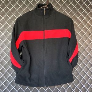 Sz Small black jacket red stripe Prospirit fleece zip 3/4 cropped sleeve length